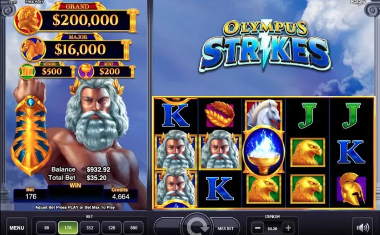 olympus strikes slot machine how to play